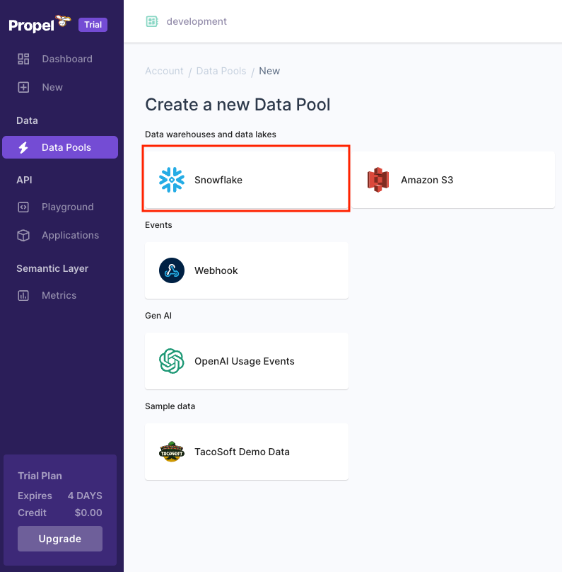Propel Data Source Selection
