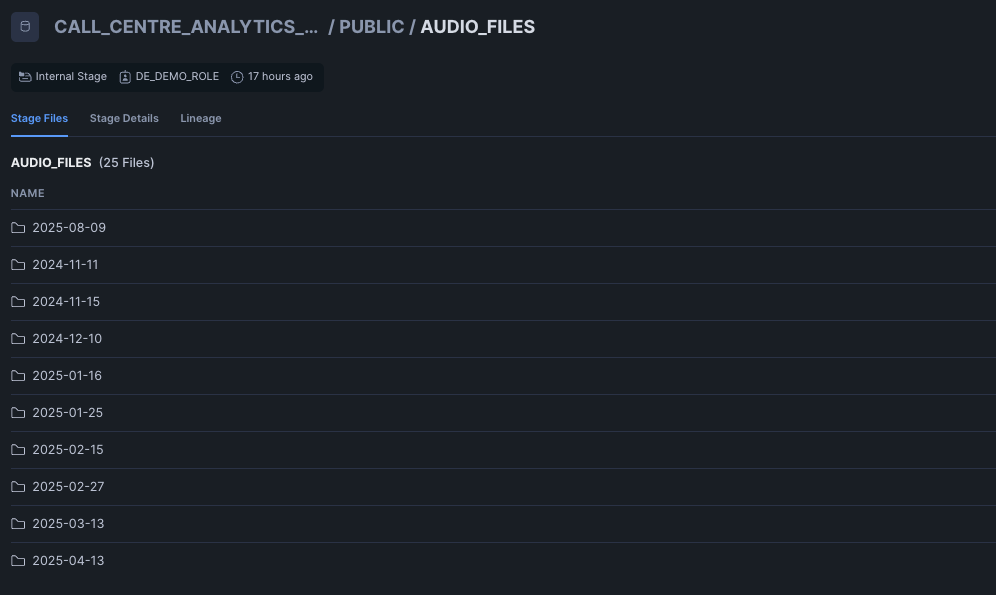 Audio File Listing