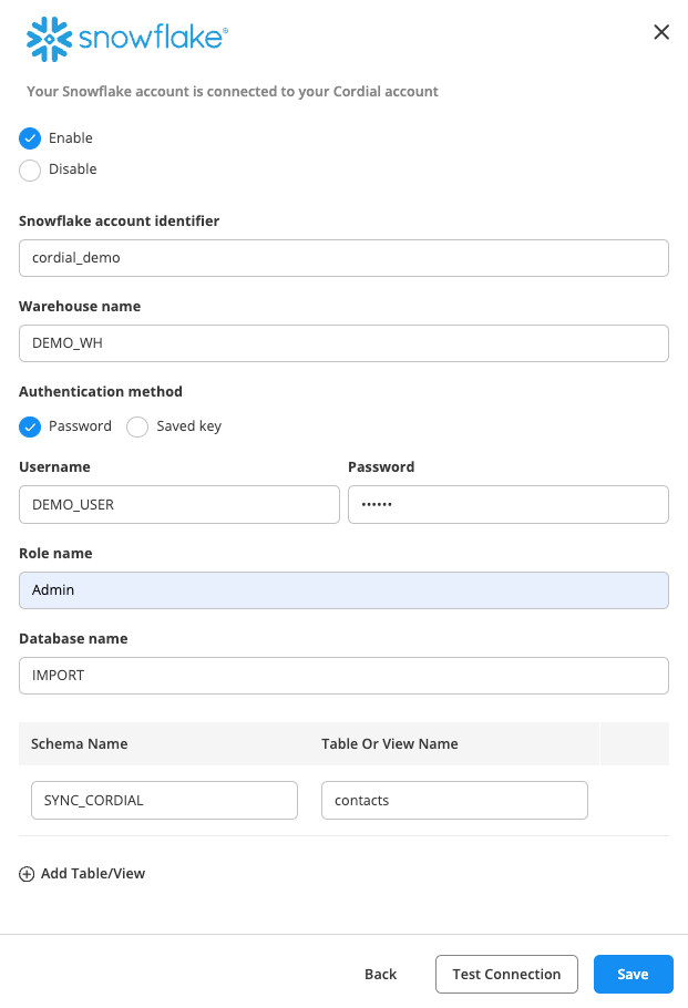 Snowflake password