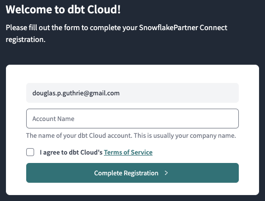 dbt Cloud Registration - Already Exists