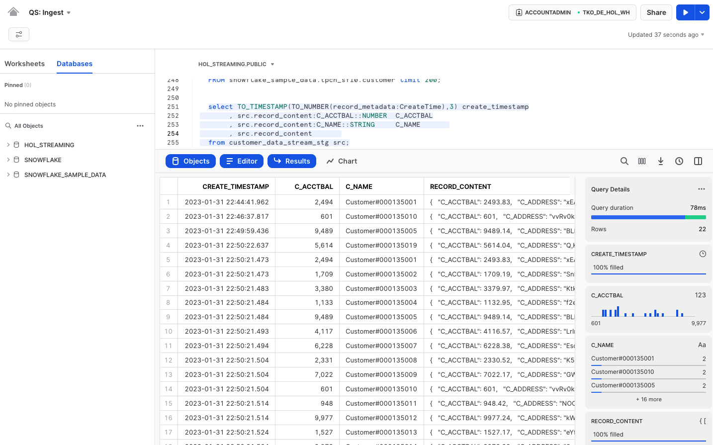 staged data