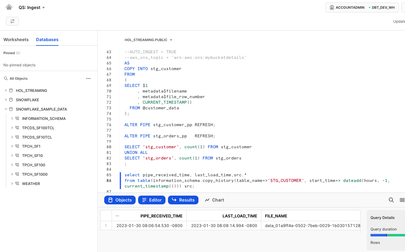 staged data