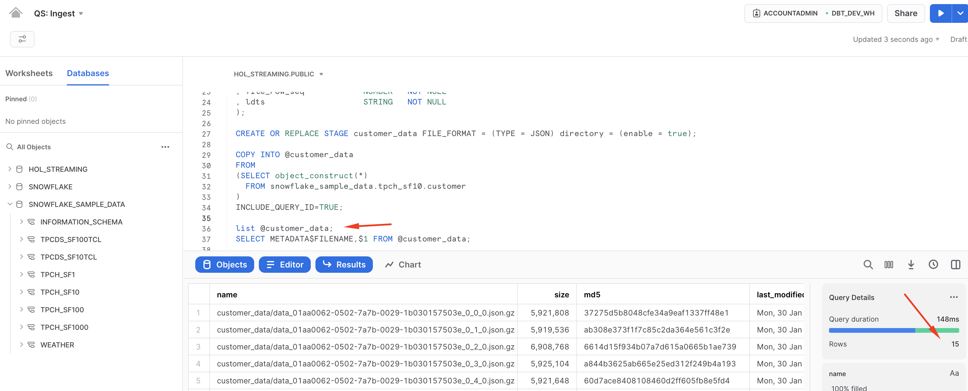 staged data