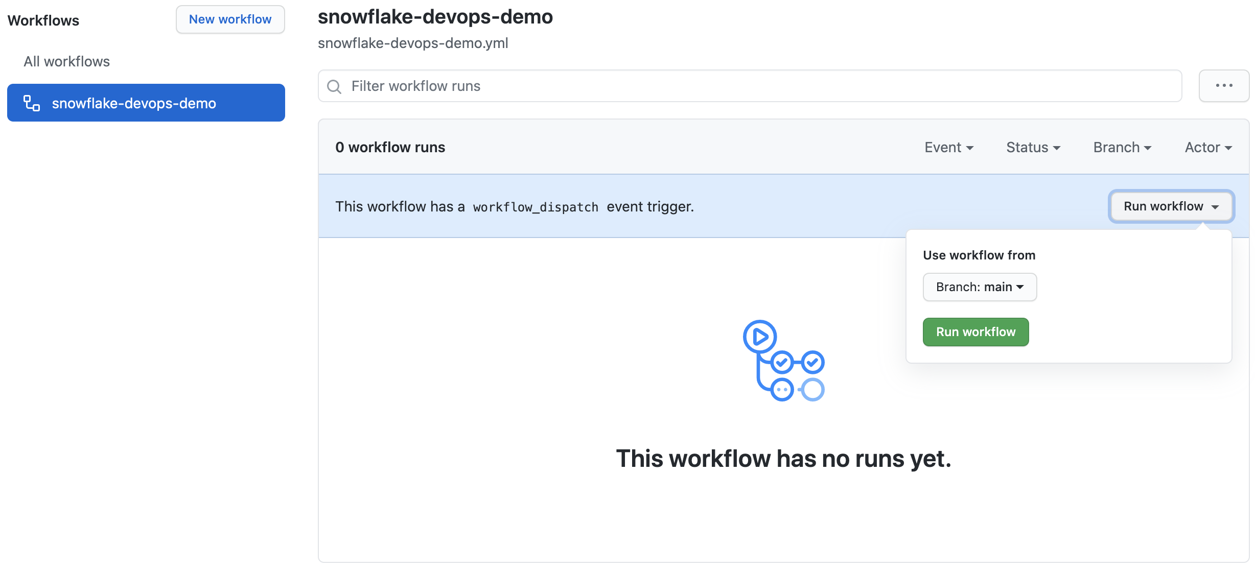 GitHub Actions workflow run page
