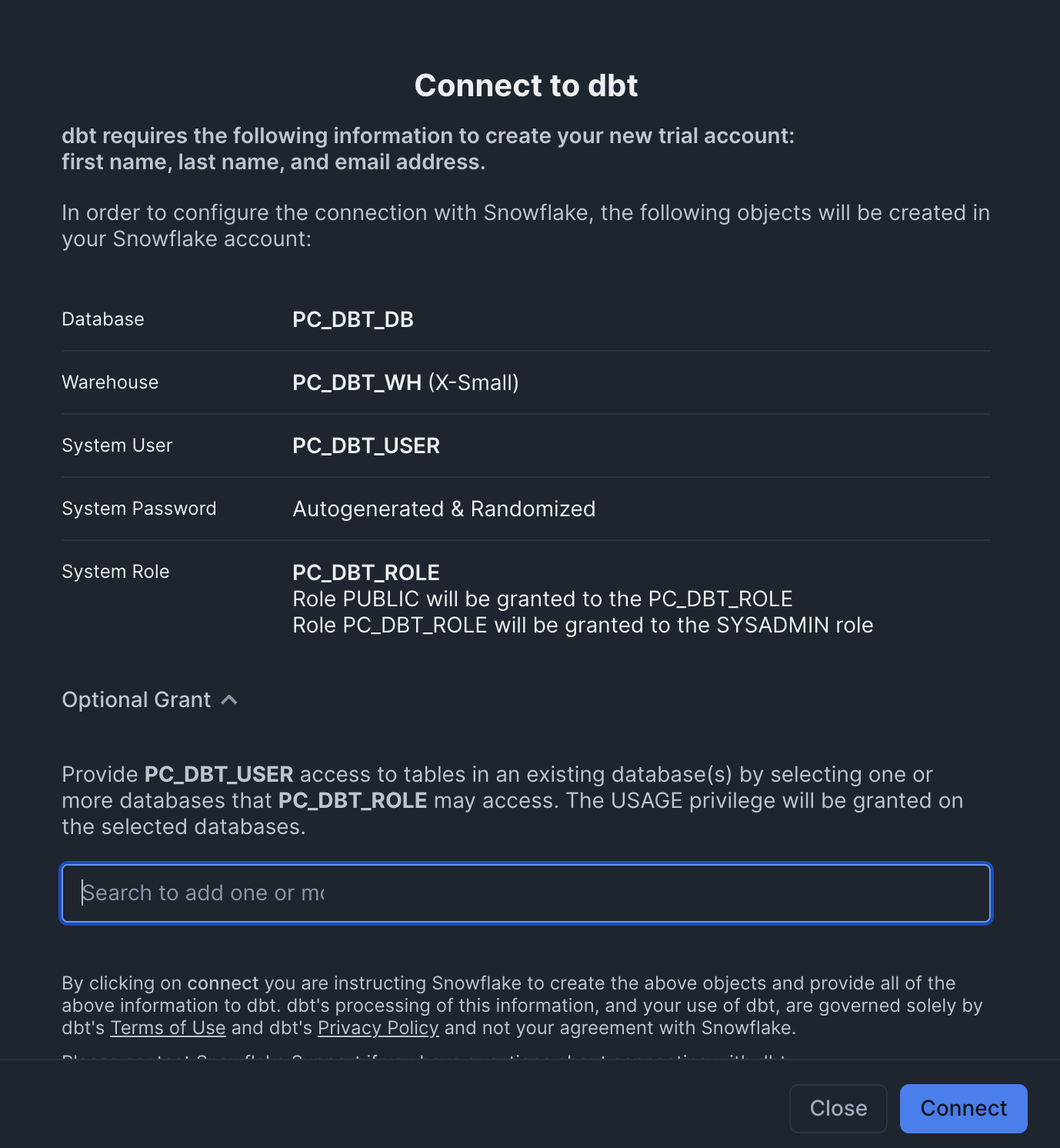 dbt-partner-connect-setup