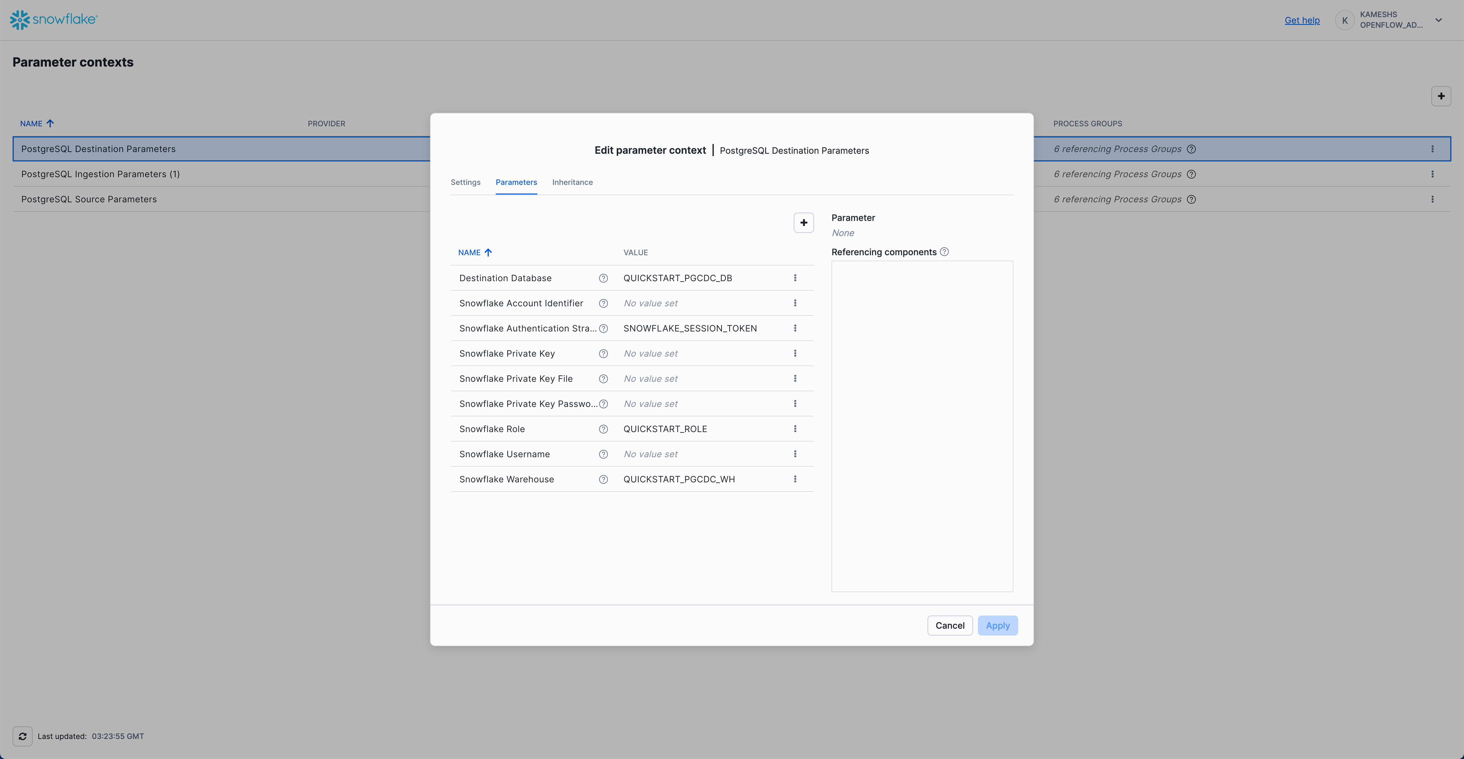 Set PostgreSQL Destination Parameters