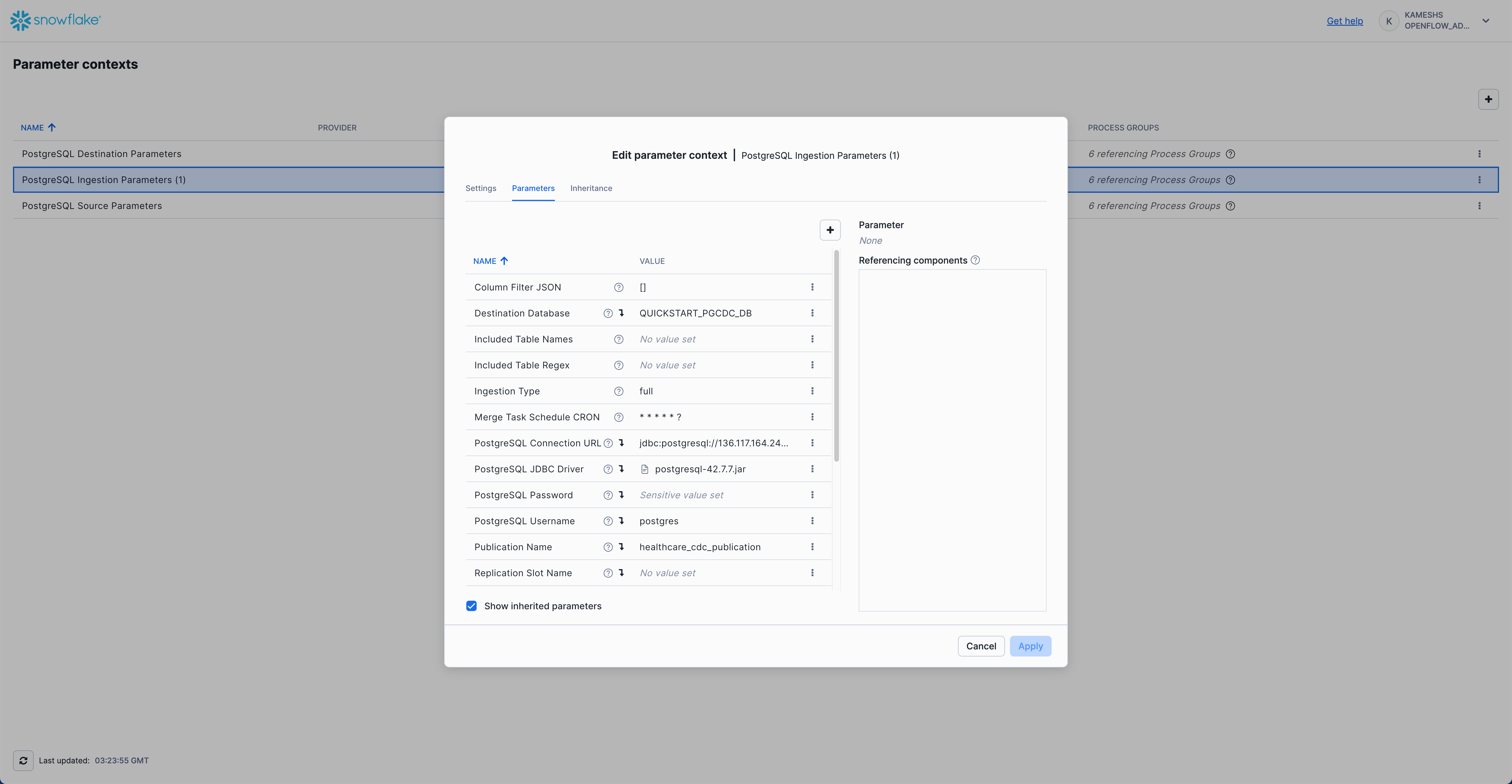 PostgreSQL Ingestion Parameters with Inheritance