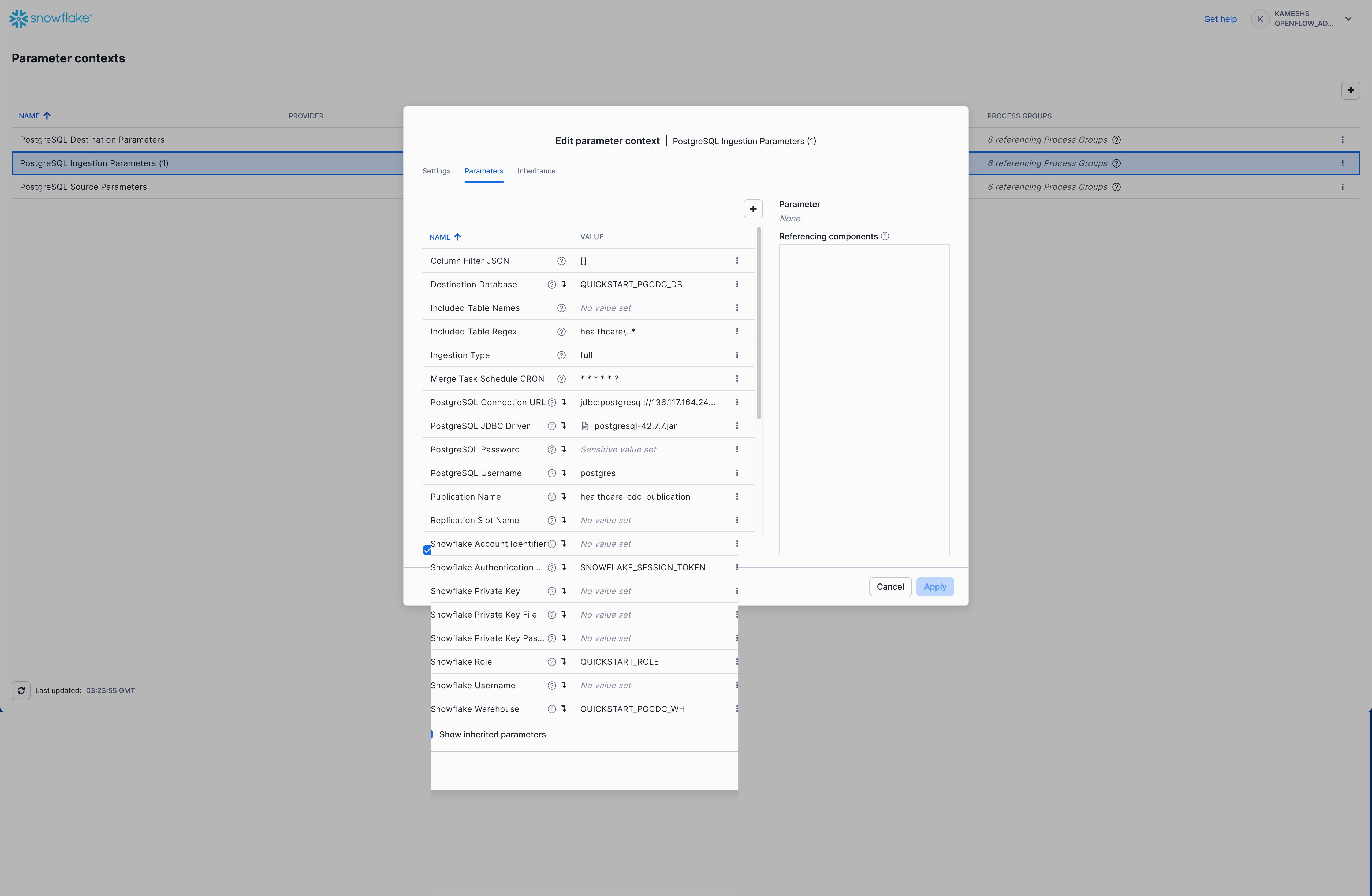 Set PostgreSQL Ingestion Parameters