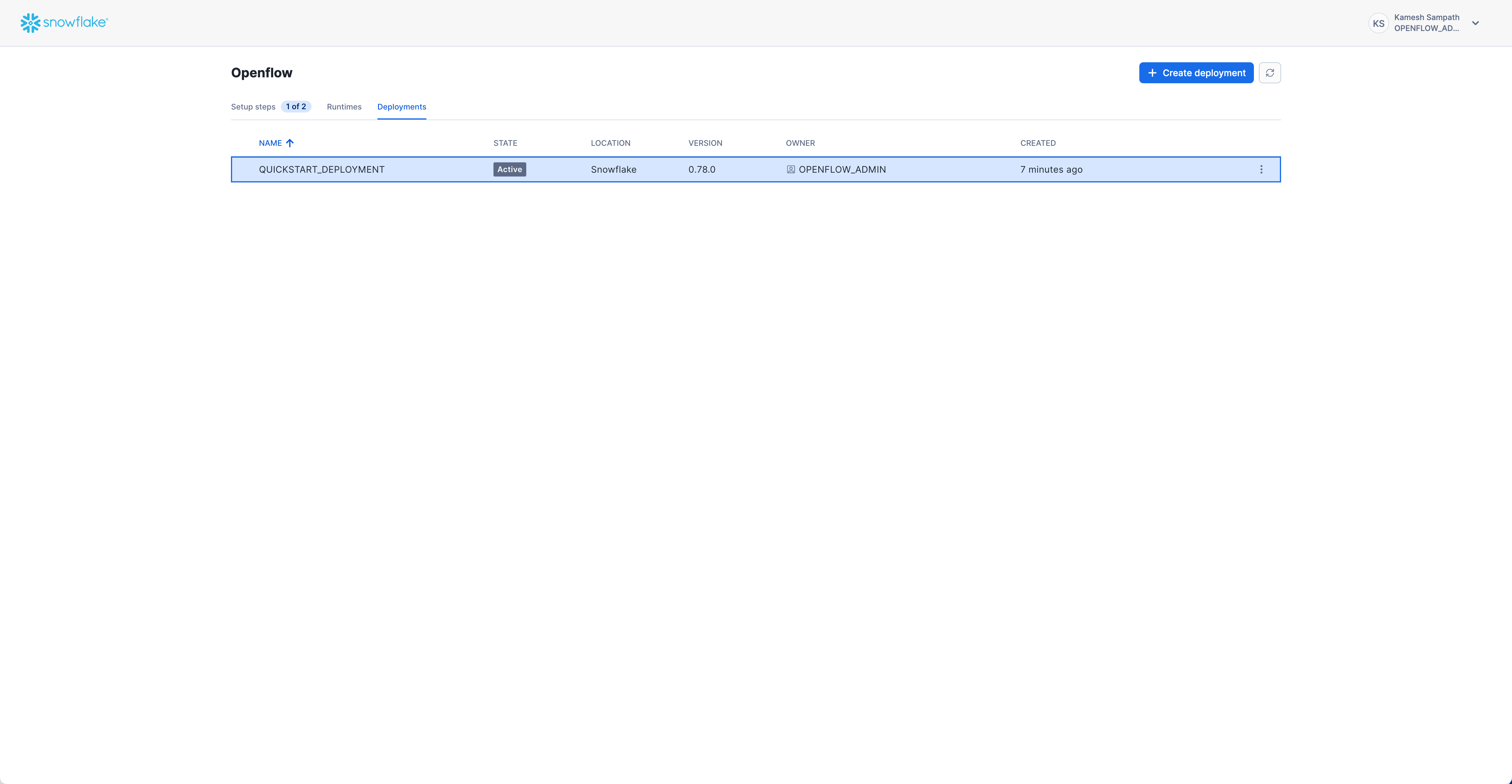 Openflow Deployment Active Status