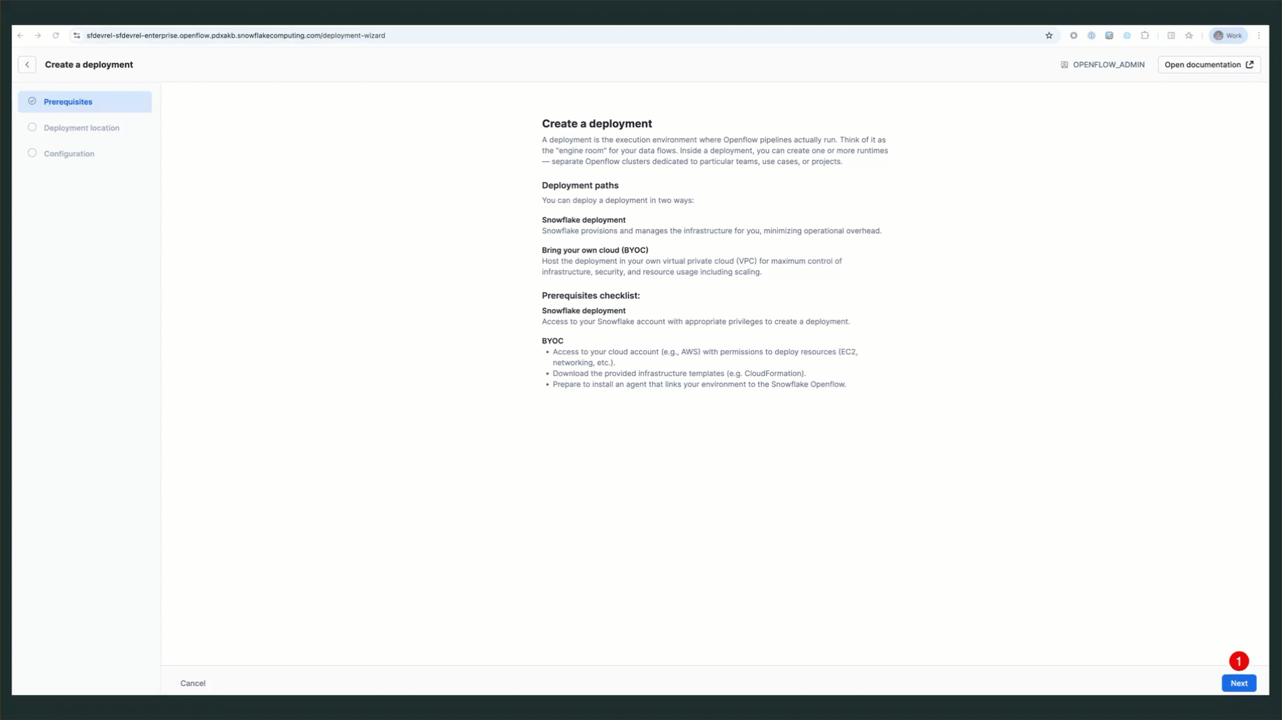 Create Openflow Deployment