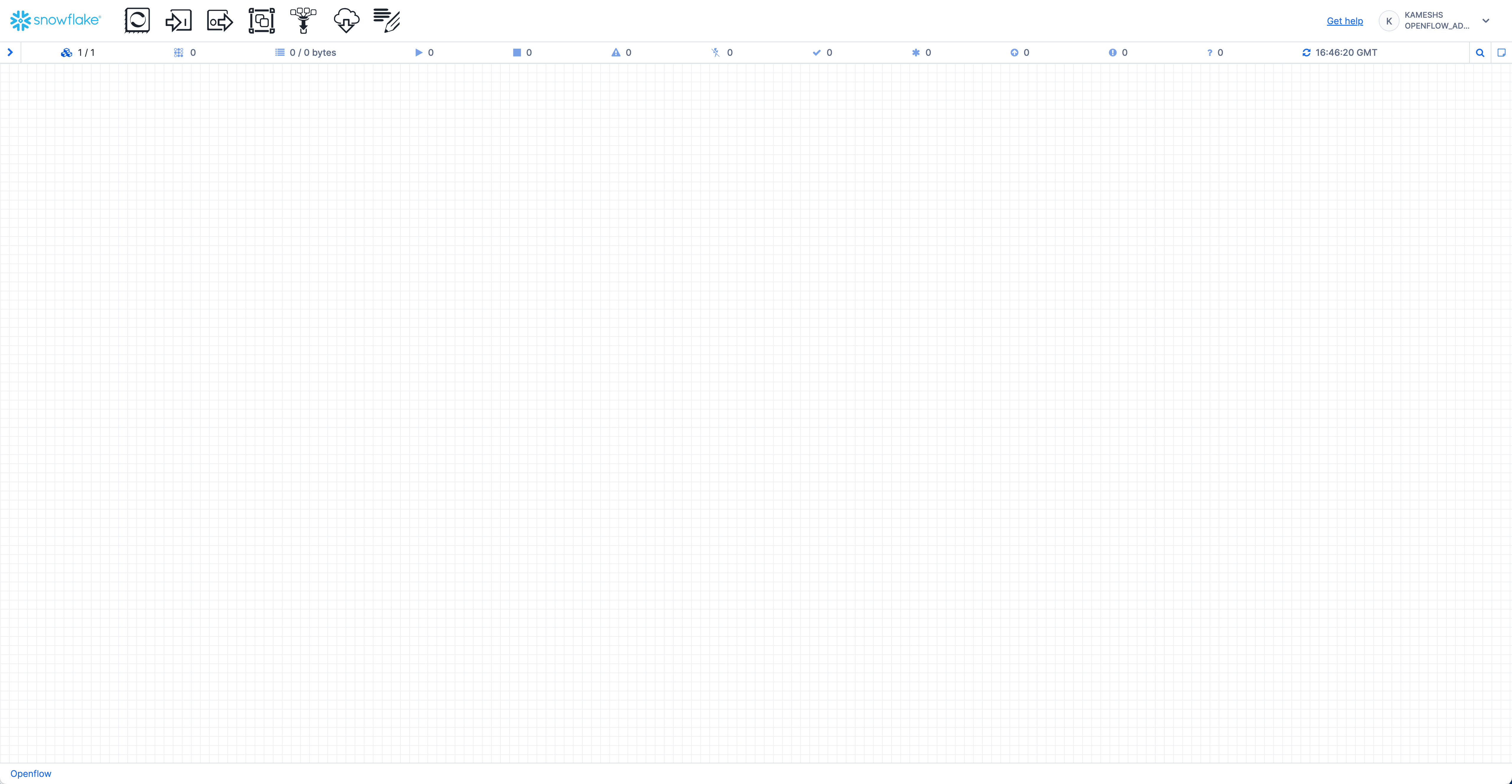 Openflow Runtime Empty Canvas