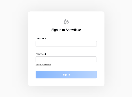 Snowflake Login Screen