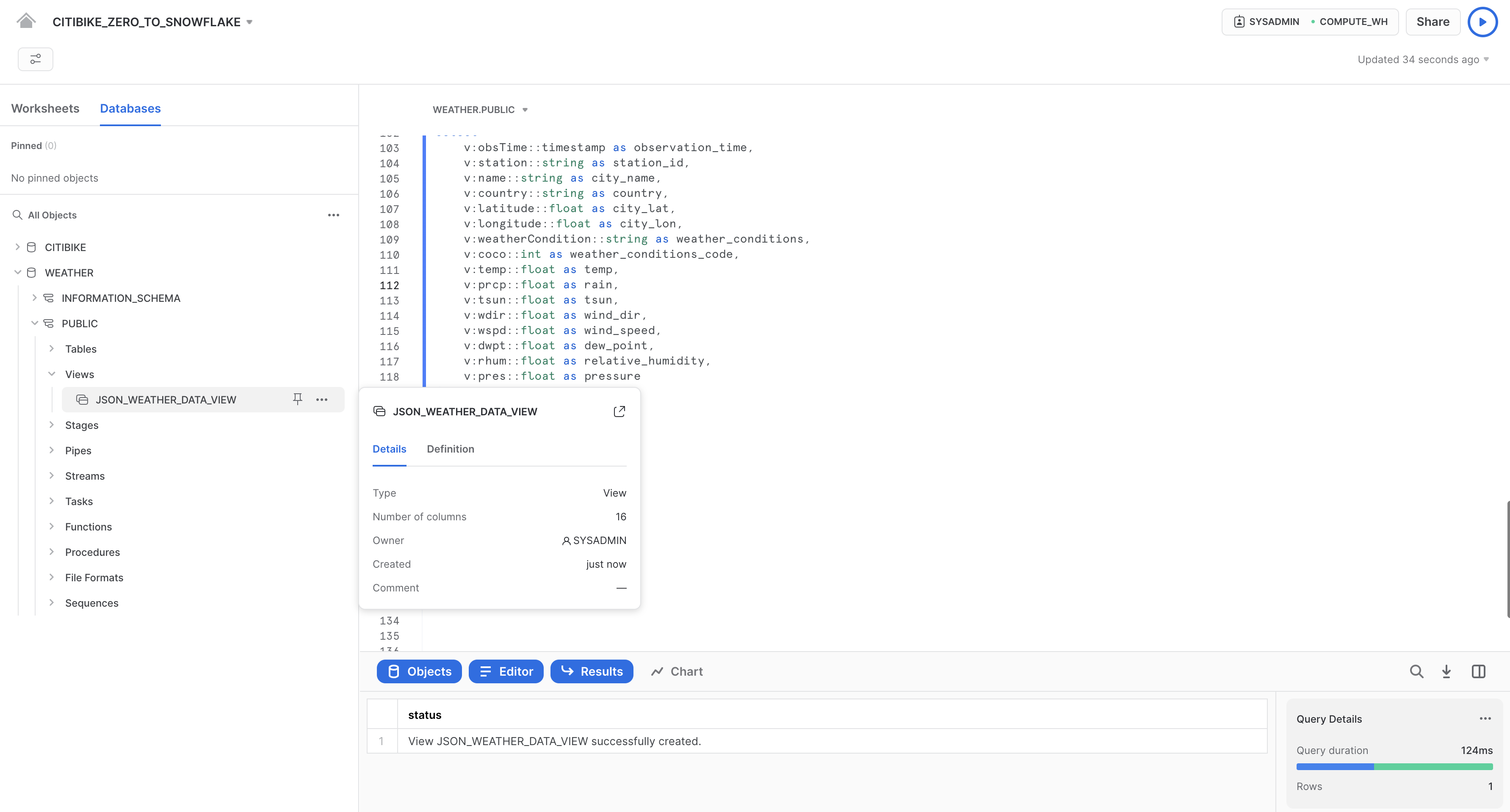 JSON_WEATHER_DATA _VIEW nel menu a discesa