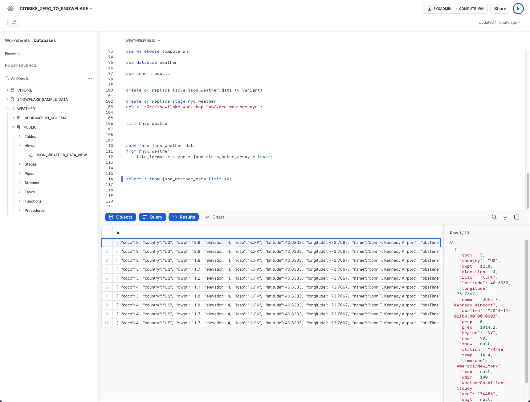 frammento di dati JSON