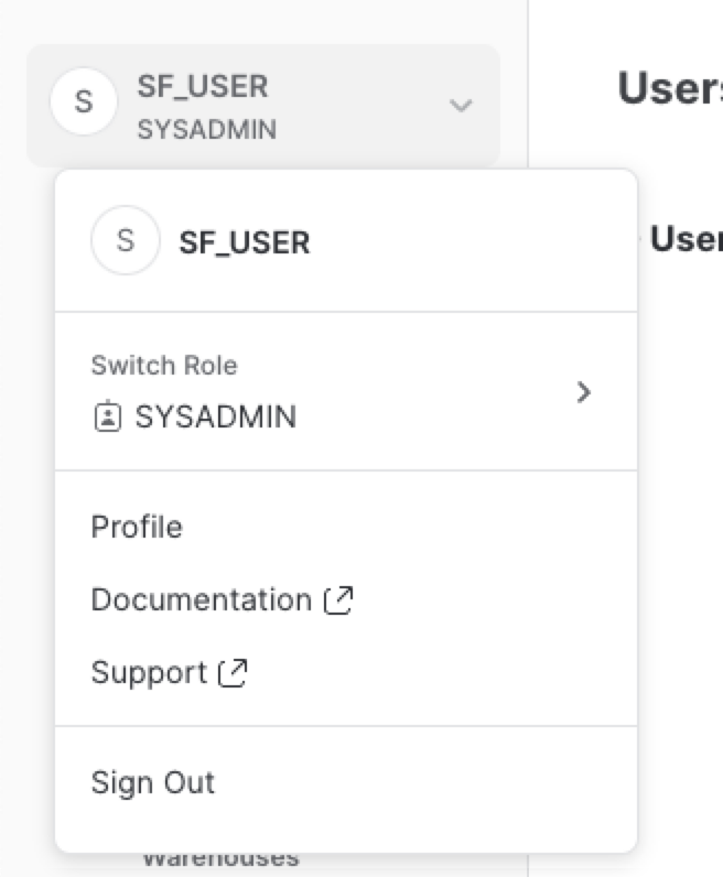 menu a discesa user preferences