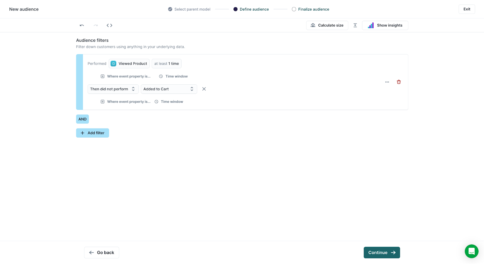 Funnel Analysis - Create Audience