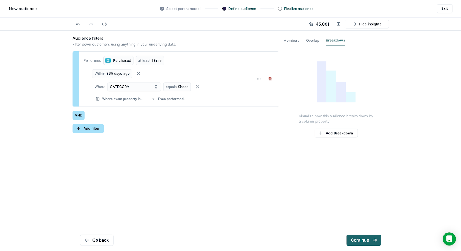 Build Audience - Add Breakdown