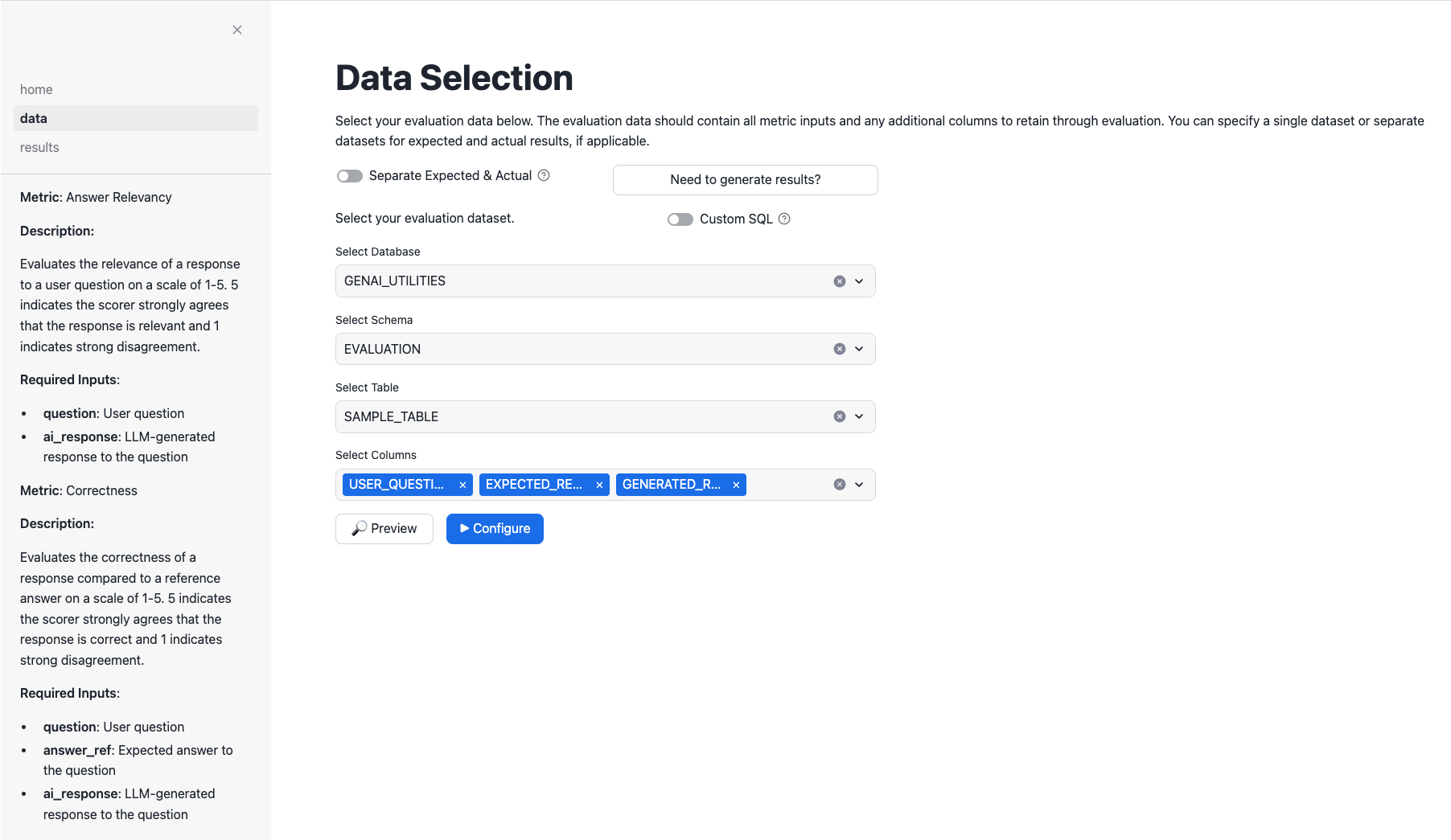 Data Source Selection