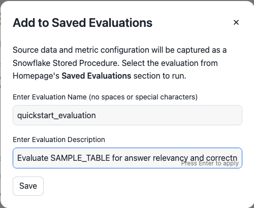 Save Evalation