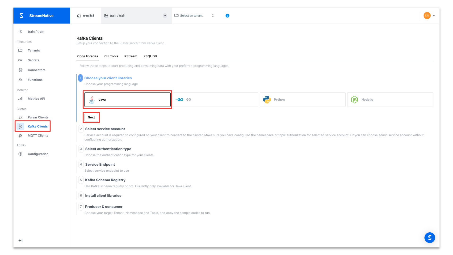 Kafka Clients Page