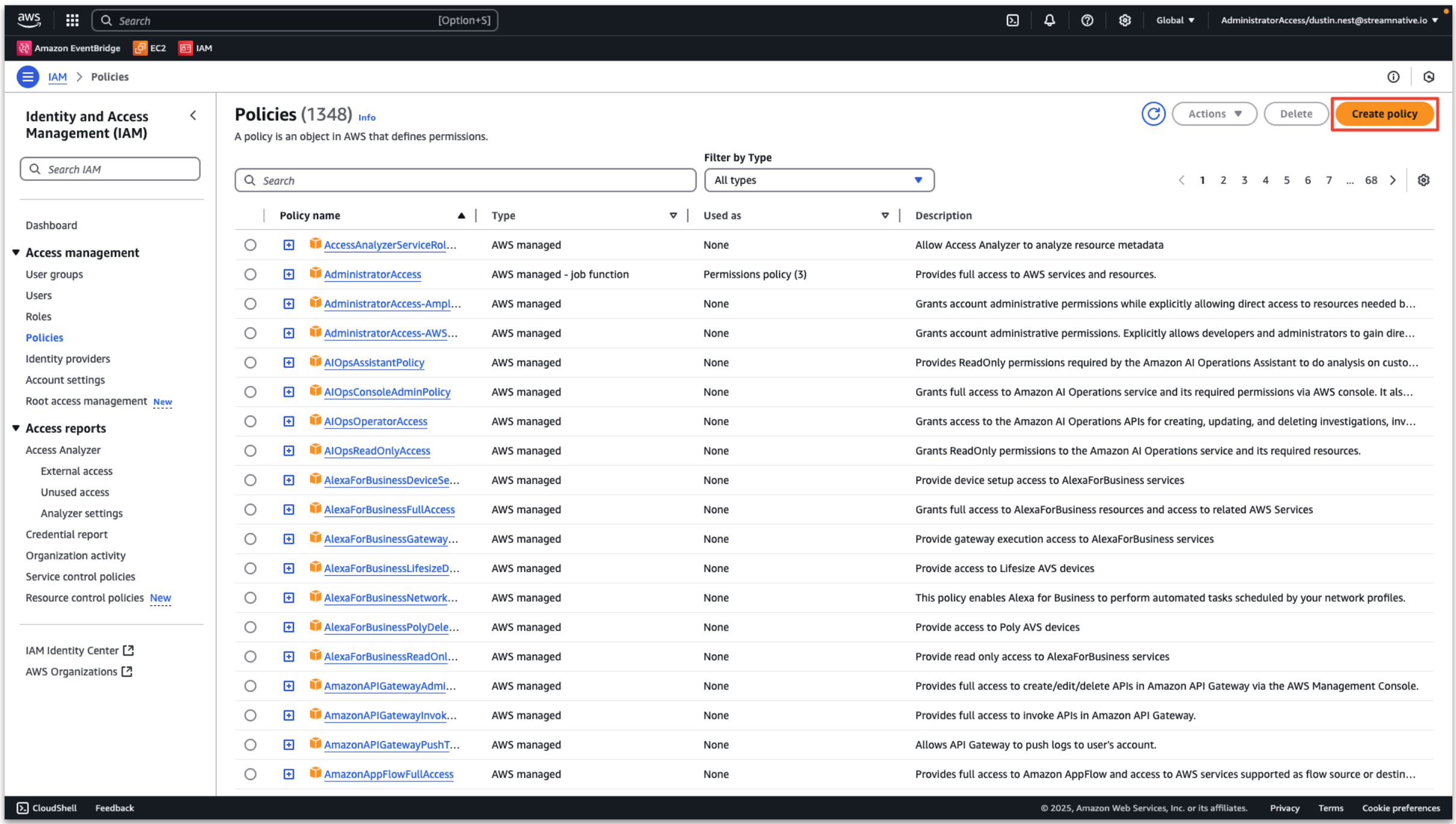Create AWS Policy