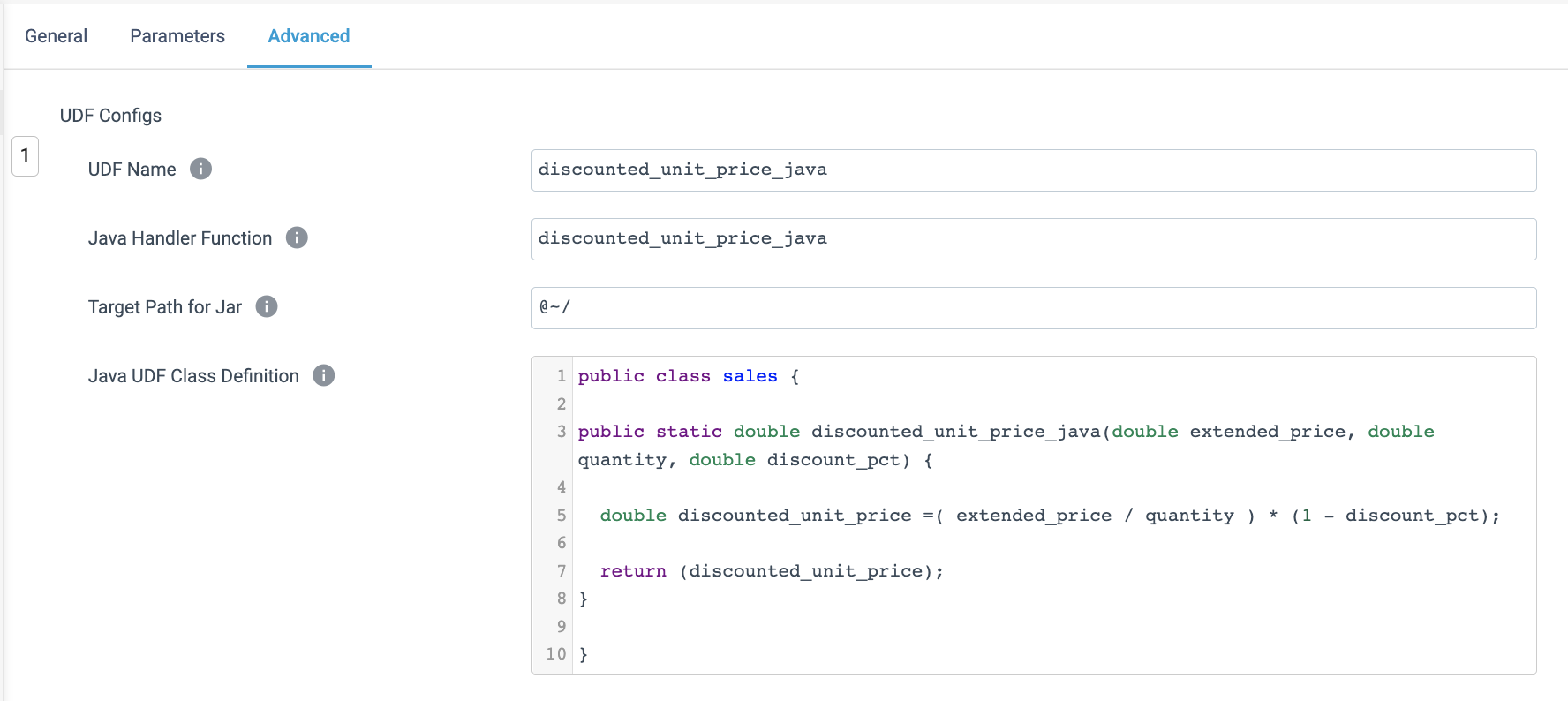 Inline UDF Config