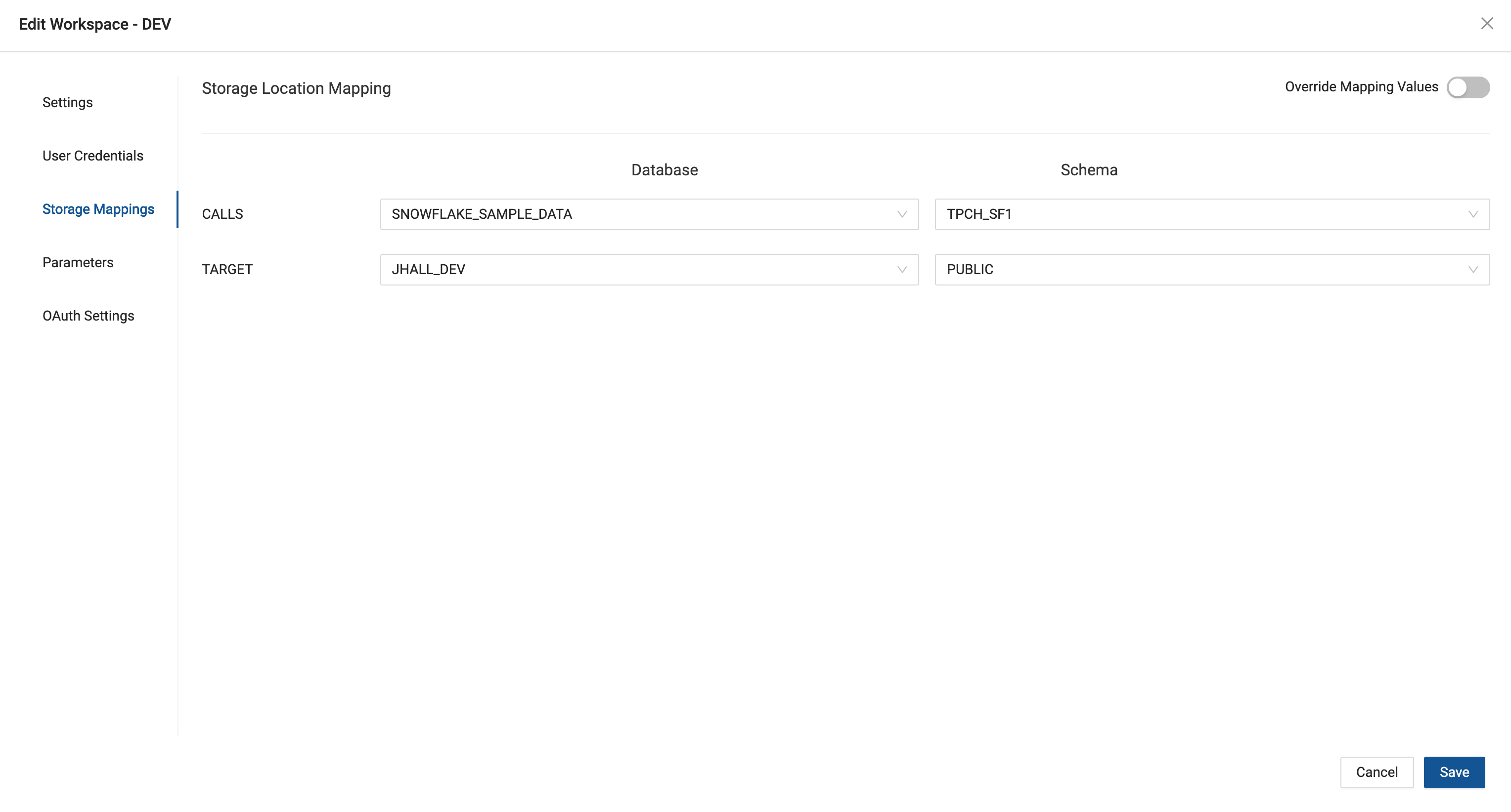 Configuration of Storage Mappings