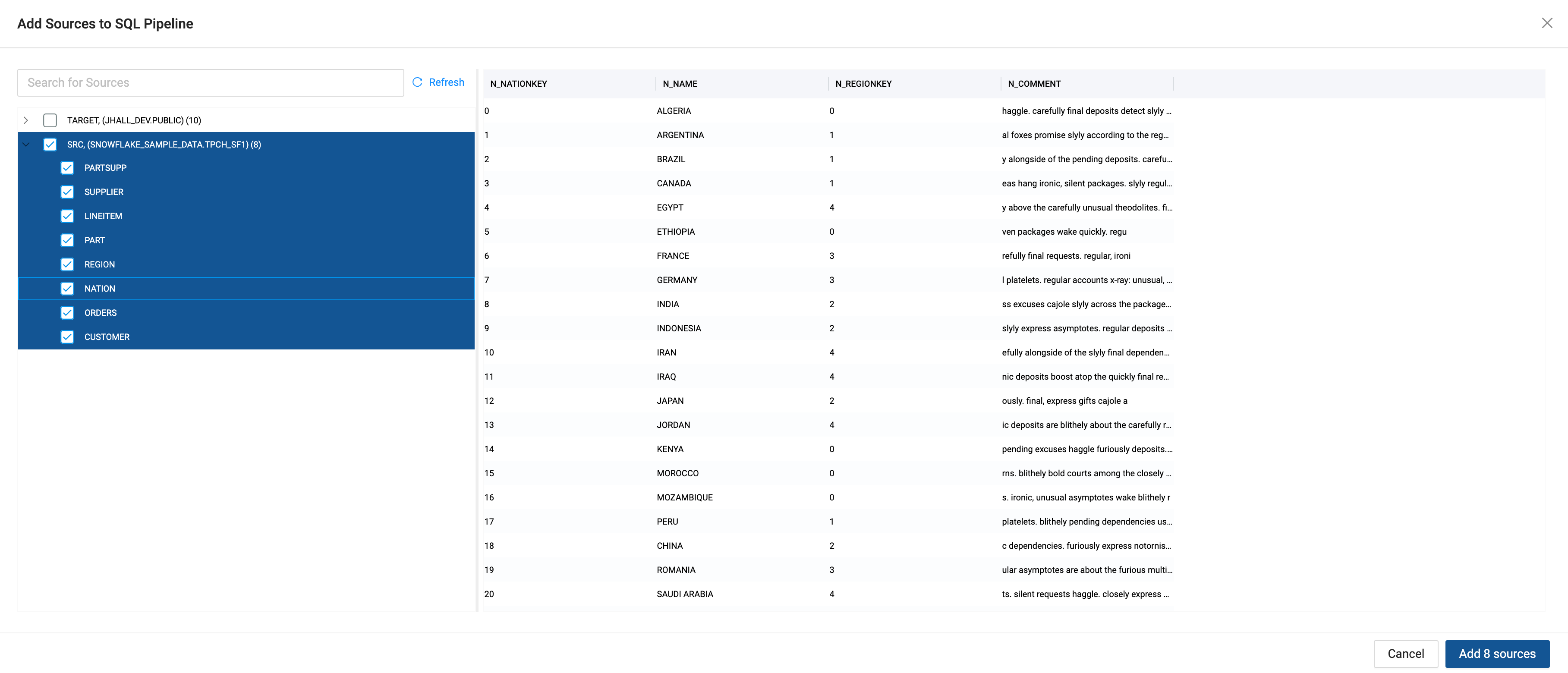 Add Sources to Pipeline